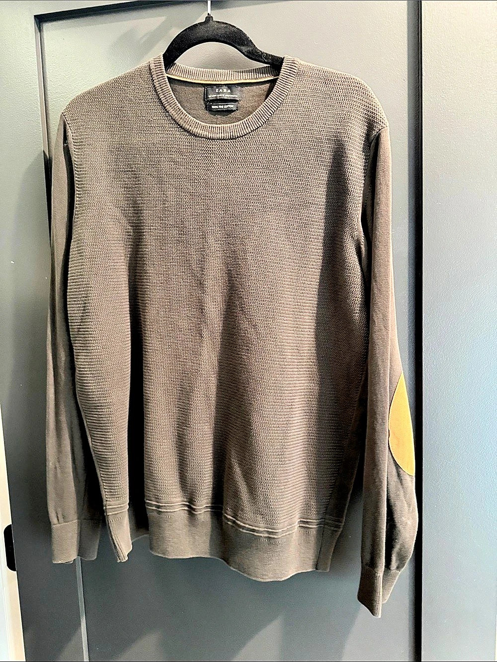 ZARA Men's Cotton Crewneck Sweater in Brown